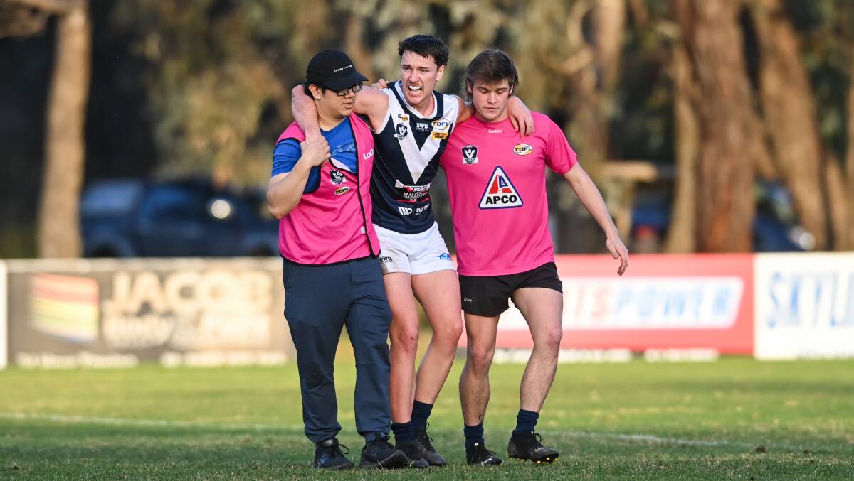 Mitta United's Jett Smith recently injured his ankle against Thurgoona.
