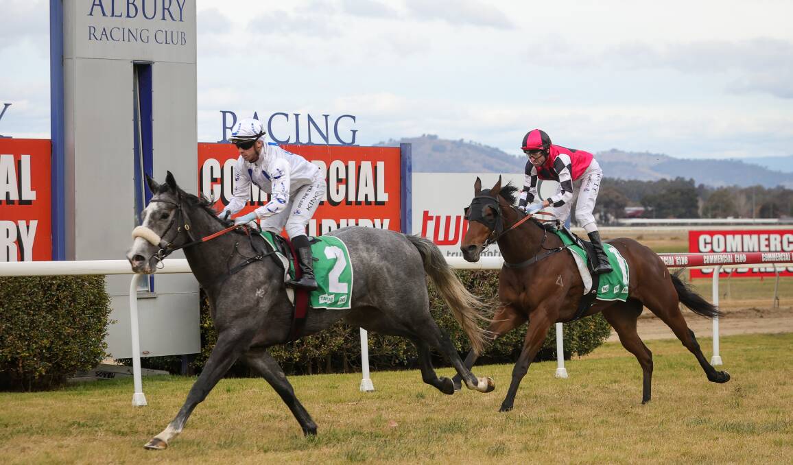 The Ben Brisbourne-trained King De Lune winning the $27,000 Class 1 Handicap, (1400m) with Lachie King aboard. Picture by James Wiltshire