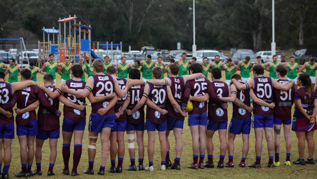 Culcairn and Holbrook Football-Netball Clubs paid their respects to Peter Copley with a minute's silence before the senior match at Culcairn on Saturday. Picture by James Wiltshire