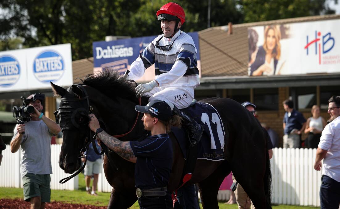 Jockey Jason Lyon is set to be reunited with the Ron Stubbs-trained Bianco Vilano in the Wodonga Gold Cup on Friday. Picture by James Wiltshire
