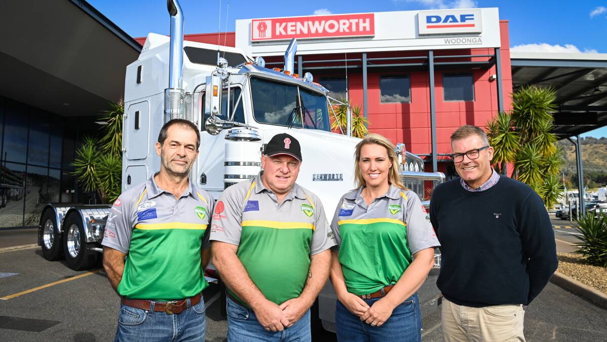 Holbrook's Lionel Plunkett (secretary), Anthony Churchill (president), Kelly Boers (netball president) and Justin Brooks (co-owner Twin City Truck Centre). Picture by Mark Jesser