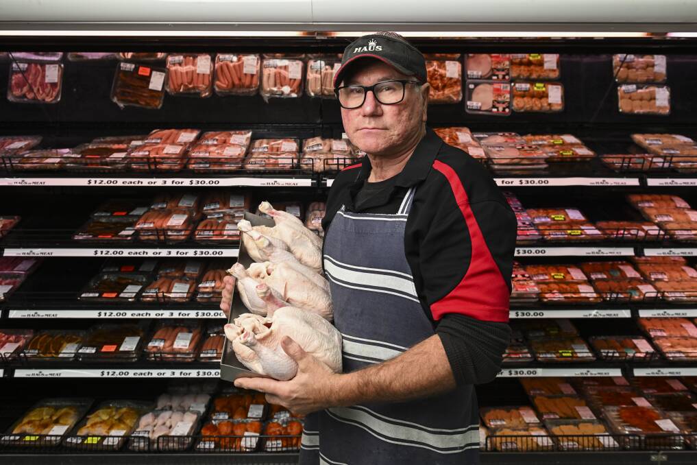 Haus of Meat owner Mark Bollinghaus does not want to see the community start panic buying chicken amid rising bird flu cases in Victoria. Picture by Mark Jesser