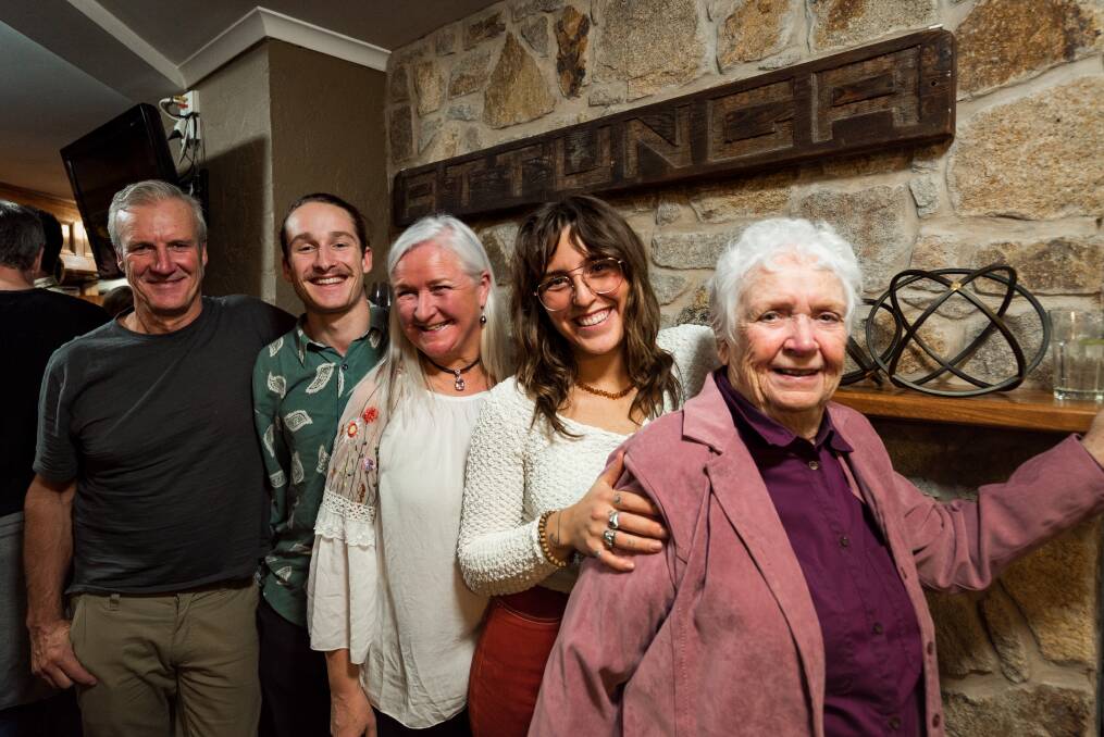 FAMILY: Steve Lee, Paddy Dowd, Kerry Lee Dowd, Layla Lee and Nolene Lee celebrate the 50th anniversary of Attunga Alpine Lodge in 2019. Picture: NATHAN FENTON