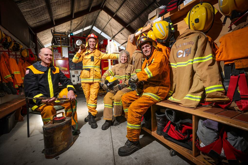 Ian Whitaker, captain Shannon Beacom, Marelle Whitaker and Ian Trewhella showing off a range of new and old equipment and uniforms used by Chiltern Fire Brigade across its 150 years. Picture by James Wiltshire