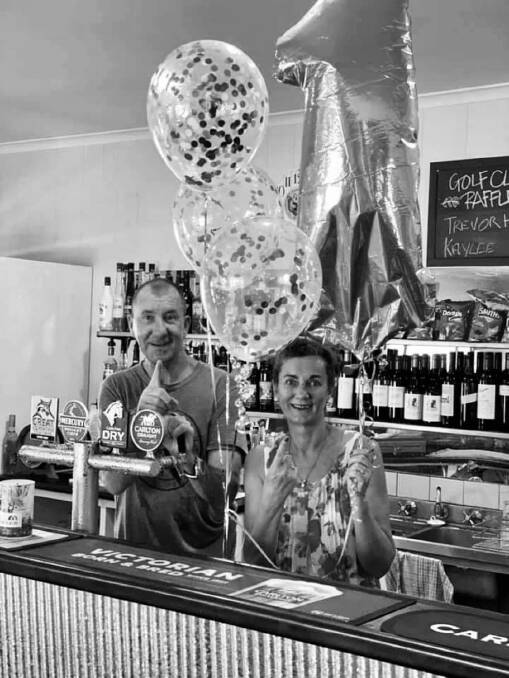 Gary Paxton and Kate Middleton behind the bar at Bethanga Hotel. Picture supplied