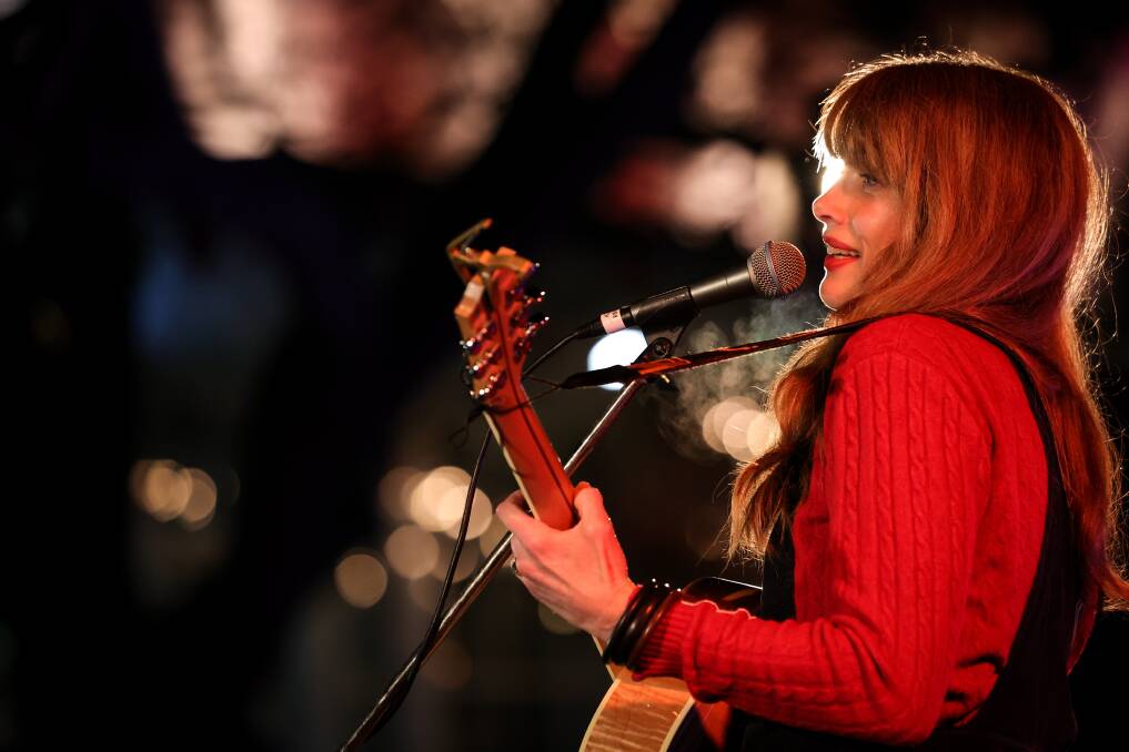 Musician and author Clare Bowditch performing at QEII Square for the 11th annual Winter Solstice. Picture by James Wiltshire
