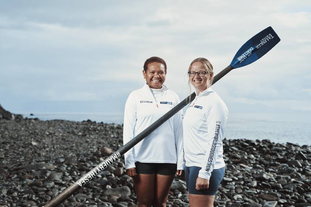 Wodonga's Angela Lawrence and Rosie Arnel are raising money for the McGrath Foundation under team name But A Dream as part of an unassisted rowing challenge from Spain to Antigua and Barbuda. Picture by Atlantic Campaigns