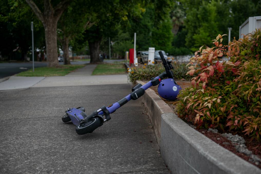 E-scooters being abandoned in the middle of walking paths have raised safety issues since the start of an Albury trial run by Beam. File picture