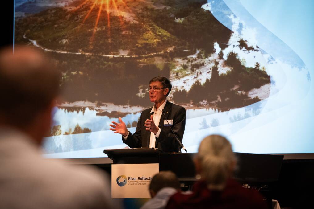 Murray-Darling Basin Authority chair Sir Angus Houston speaks at the 2024 River Reflections conference at Albury's Commercial Club on Wednesday, June 19. Picture supplied