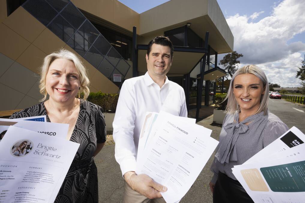 Albury Wodonga Health organisational development coordinator Meredith James, executive director of people and culture Nathan Bright and director of workforce Simone Woolhouse hope to see a strong turnout at Bring Your Resume Day. Picture by Ash Smith