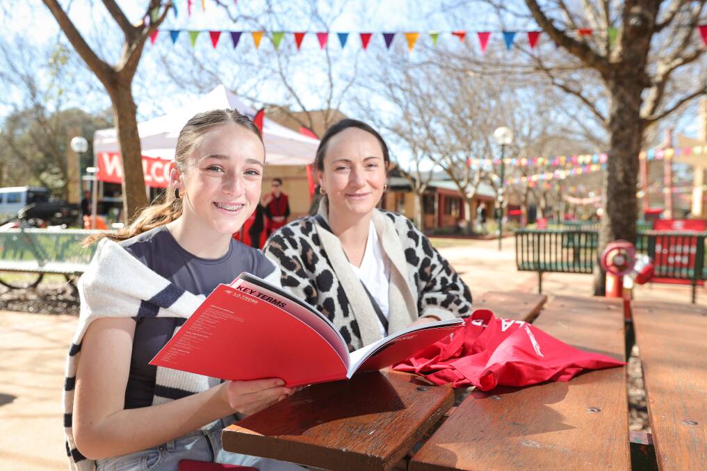 Baranduda's Maddie Gibson, 15, with her mother, Laura, at La Trobe University's Wodonga open day on Sunday, August 13. Picture by James Wiltshire