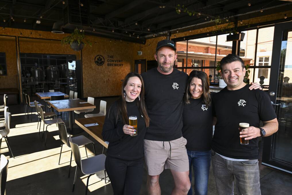 Kelly Araque, Ben Kennedy, Gina Di Stefano and Julian Romero have been thrilled with the response to Rutherglen's Convent Brewery after opening it on the June long weekend. Picture by Mark Jesser
