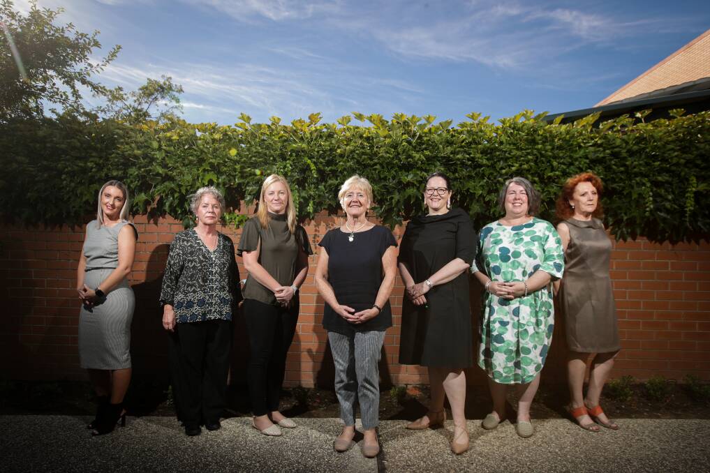 HEALTH LEADERS: Acting Executive Director of People and Culture Simone Woolhouse, Acting Executive Director of Capital Redevelopment Susan Medlin, Acting Executive Director of Nursing and Midwifery Linda Hudec, Interim Chief Executive Janet Chapman, Chief Operating Officer Emma Poland, Executive Director of Mental Health, AOD and Public Health Lucie Shanahan and Executive Director of Allied Health Karyn O'Loughlin are all part of Albury Wodonga Health's executive leadership team. Picture: JAMES WILTSHIRE