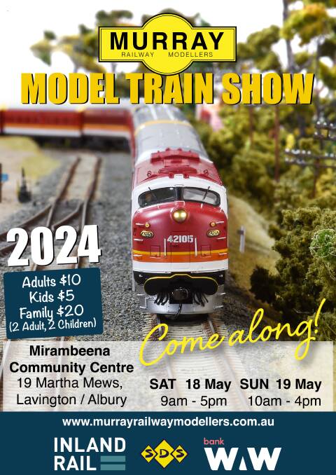 A poster outlining details of the 2024 Murray Railway Modellers annual model train show. Picture supplied