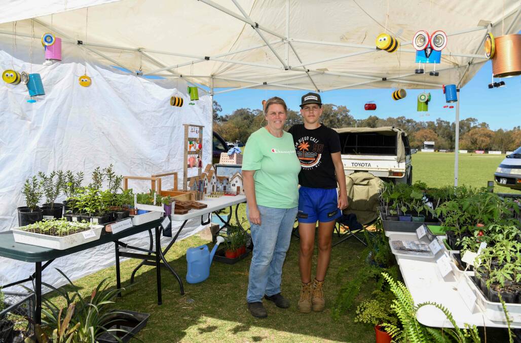 Gerogery's Michelle Purvis and her son Ryan Purvis set up a market stall selling plants at the Culcairn Show for the first time on Saturday, September 30. Picture by Tara Trewhella