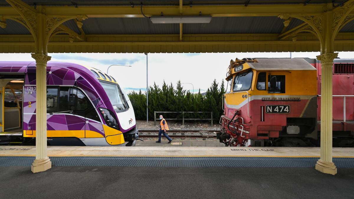 A new VLocity train faces its predecessor on the North East line, a N Class locomotive which serviced passengers for decades until July 2023.
