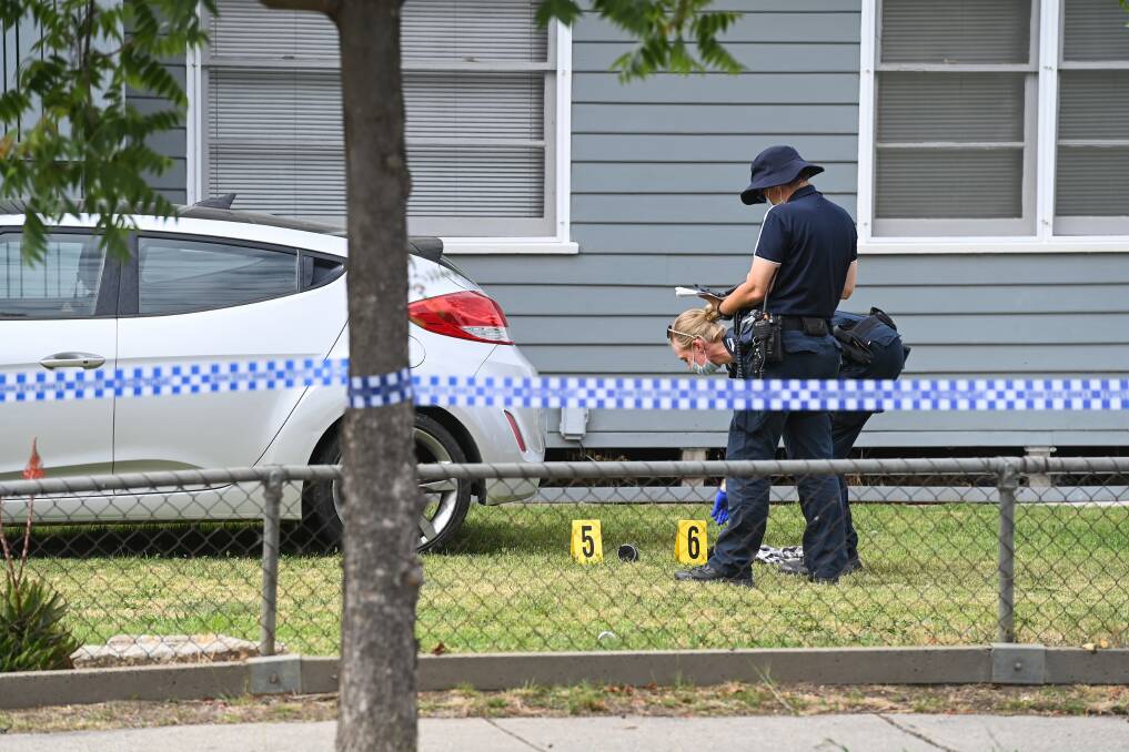 INCIDENT: Wodonga detectives established a crime scene on the corner of Lawrence and Lyndren streets after responding to reports of a stabbing on Tuesday night.