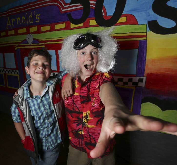TRAVEL THROUGH TIME: St Patrick's students Paddy Davis, 13, and Kye Groves, 12, star in the Back to the Future-inspired year 6 production.