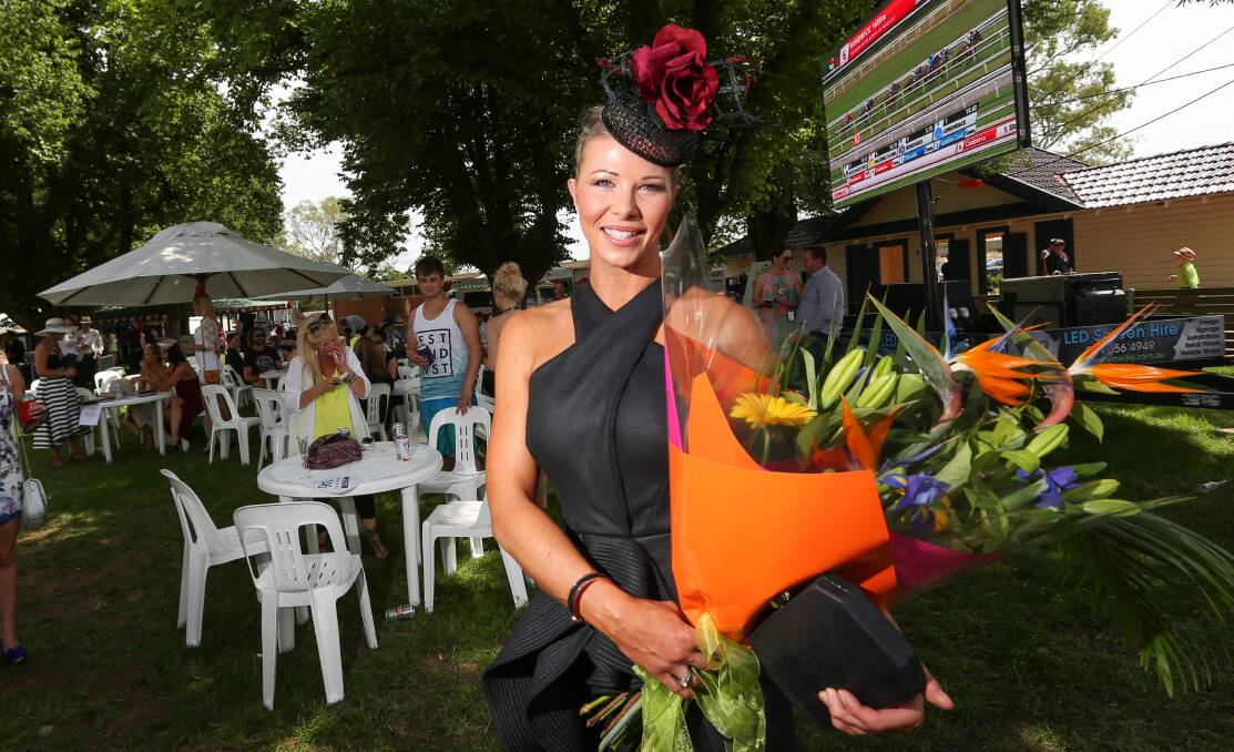 KEEN EYE: A simple black number was enough for Albury's Kristie Allen to win the fashions on the field on Tuesday afternoon. Picture: JAMES WILTSHIRE