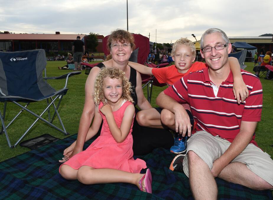 ALL IN THE FAMILY: Brenda and David Broydell with Chiana, 7, and Cale, 11, from Wodonga rang in the new year on the Wodonga Raiders home turf. Pictures: MARK JESSER