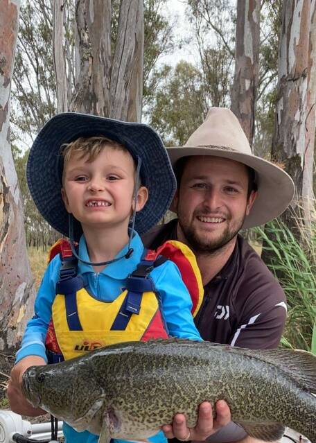 BEAUTY: Noah White nailed this ripper fish on his own rod while fishing with his dad Nathan at Bundalong. He was using a spinner bait lure. Picture: Supplied