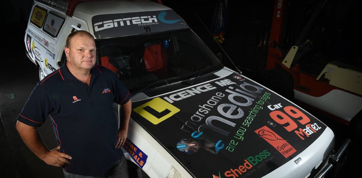DISAPPOINTED: Terry Hubbard, from Albury with the rally car that was trashed by thieves North Albury. Picture: MARK JESSER