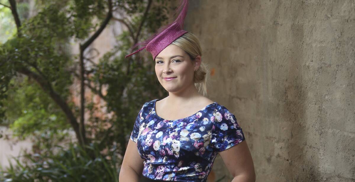 TOP TIPS: Boutique owner and qualified milliner Dyonne Rhodes styled Kristy Schulz with a simple hat to match a busy dress and says it's better to tie your hair back.