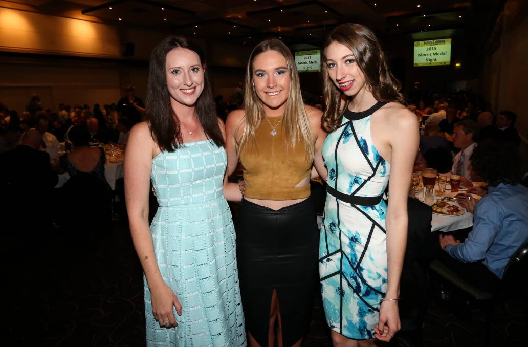 Big Variety: Paige McMillan, Olivia Sinclair and Jacqui Newton from the North Albury Hoppers brought out their best outfits for the dinner. 