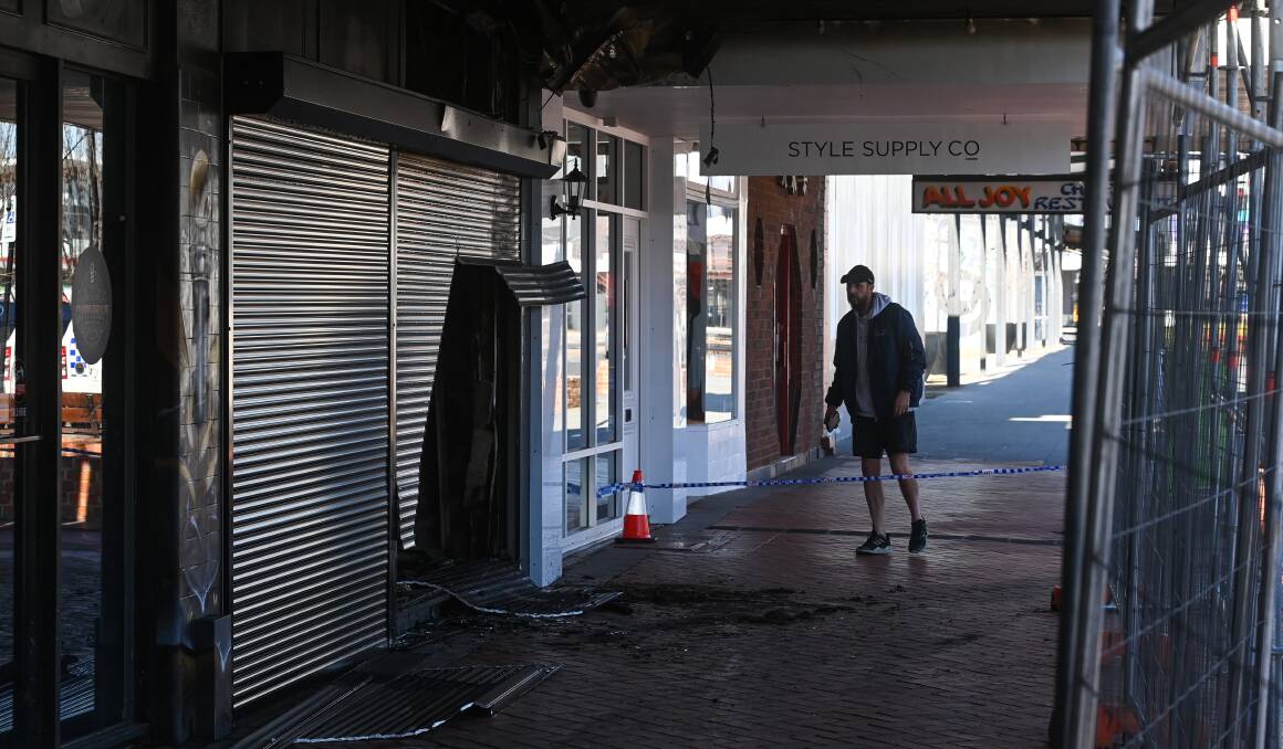 Wodonga police are treating a fire at a High Street business in the early hours of Thursday, July 27, as suspicious. Picture by Mark Jesser.
