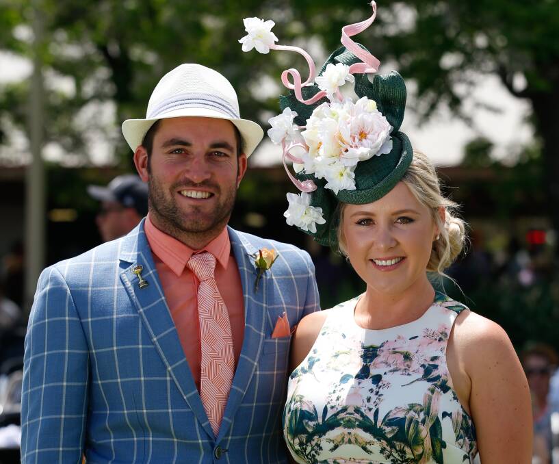 STYLISH DUO: Couple Rebecca Scott and Glenn Feldtmann won first place in the women and men's fashion categories at Corowa Racecourse. Picture: MARK JESSER