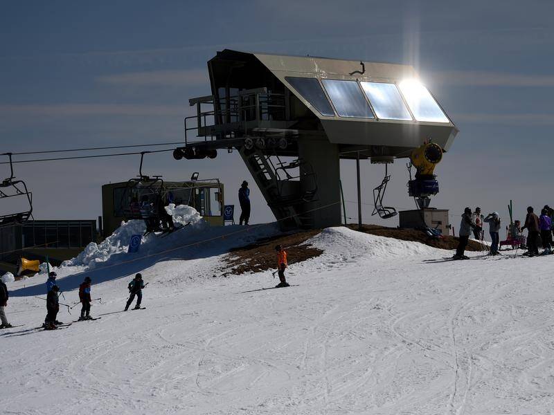 Falls Creek Alpine Resort is isolated by a huge landslide and says it will lose millions of dollars. (Tracey Nearmy/AAP PHOTOS)