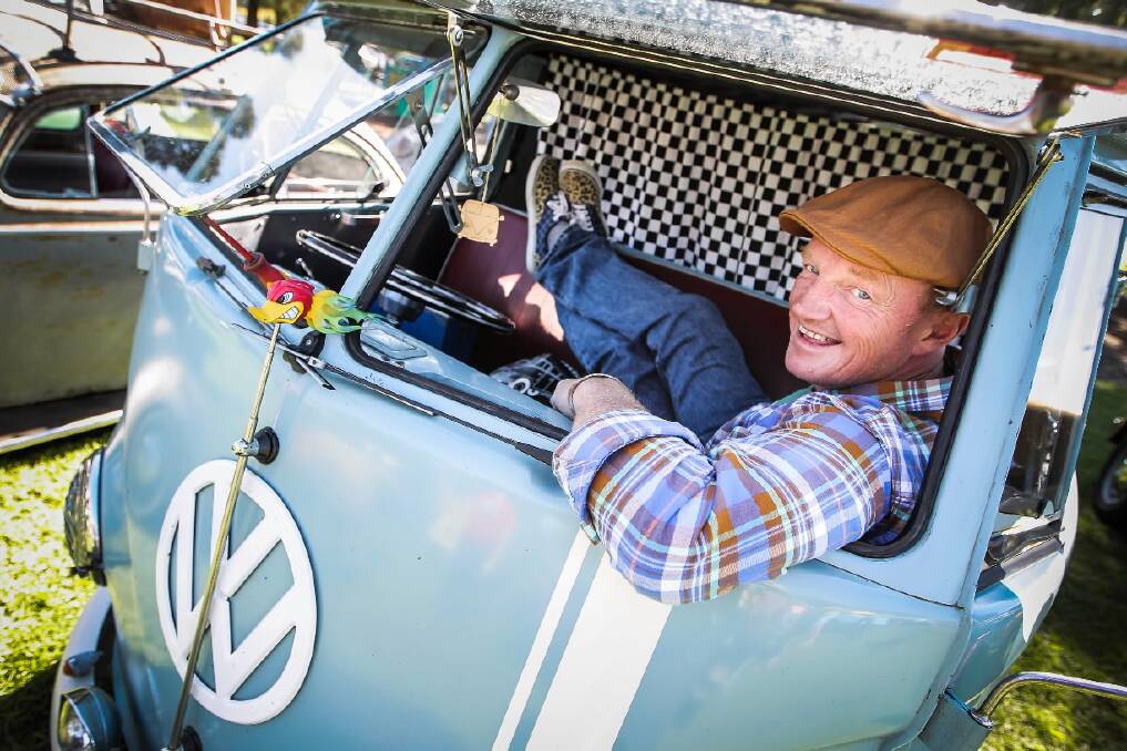 Geelong’s Tony Hunter in his 1960 Kombi. Pictures: DYLAN ROBINSON