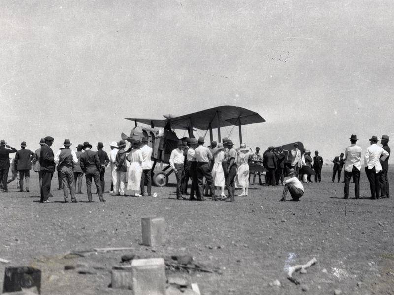The Qantas FK8 aircraft, the first mail and passenger flight, at Longreach in November 1922. (PR HANDOUT IMAGE PHOTO)