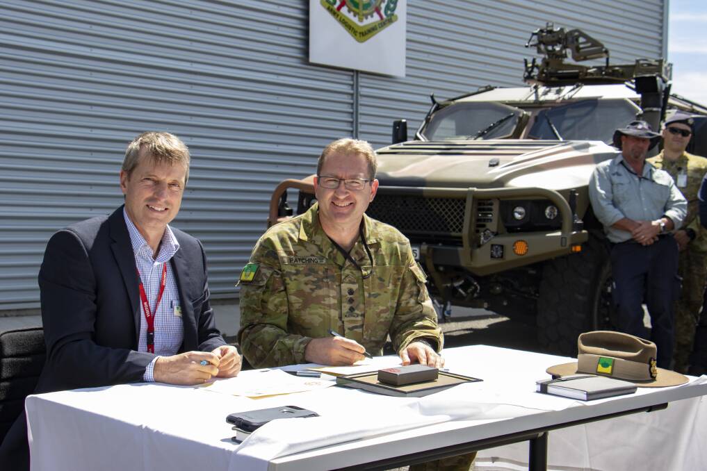 NEW DEAL: Wodonga TAFE chief executive Phil Paterson and Colonel Matt Patching, Commandant Army Logistics Training Centre.