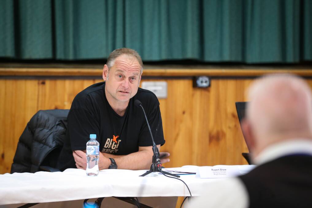 HOUSING CRISIS: Bright Brewery operations manager Rupert Shaw speaking to the Legislative Council's inquiry into the impact of the COVID-19 pandemic on the tourism and events sectors on Wednesday. Picture: JAMES WILTSHIRE 