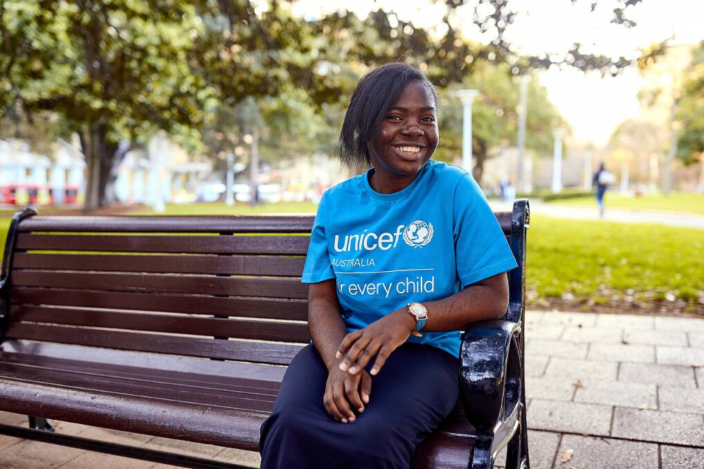 DREAMING BIG: Atosha Birongo is one of UNICEF's nine Youth Ambassadors. She and her family fled the Democratic Republic of Congo before eventually being resettled in Wodonga after six years in Kenya.