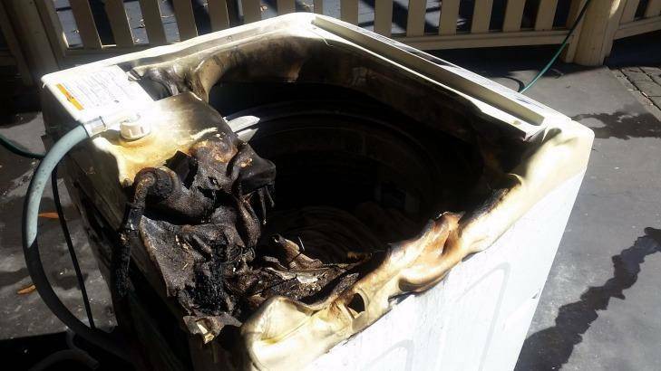 Liz Herbert's Samsung washing machine caught fire after it was repaired. Photo: Supplied