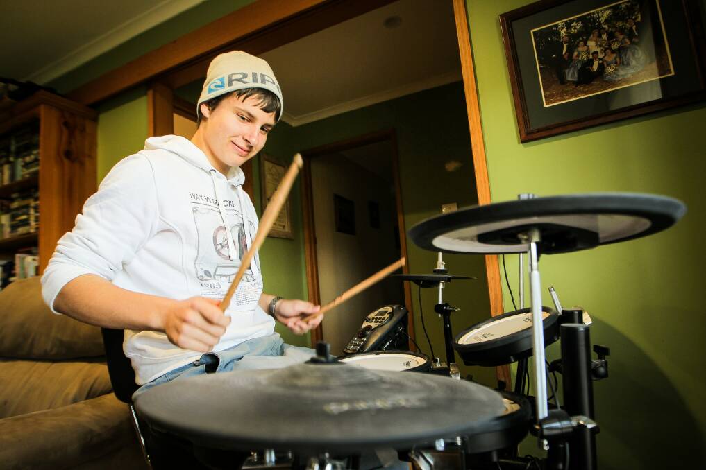 Noah's even back at playing drums. Picture: DYLAN ROBINSON