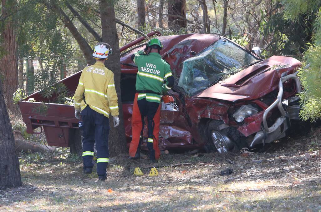 The scene of Tuesday morning's fatal crash at Splitters Creek. Picture by Blair Thomson