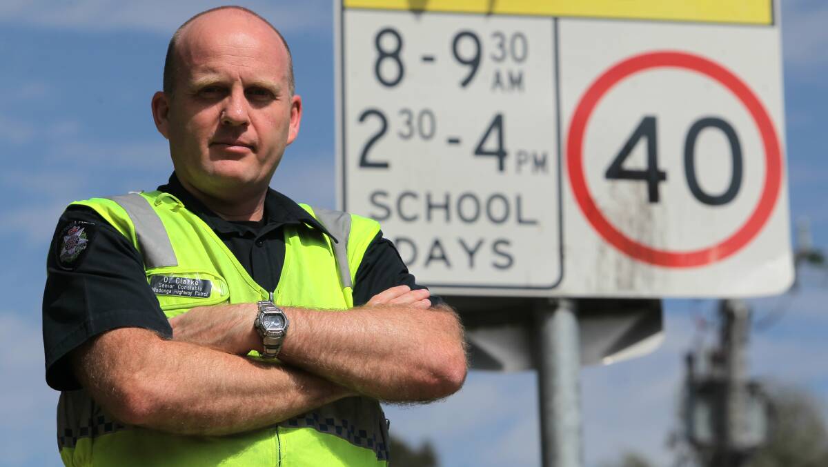 CONCERNED: Acting Sergeant Owen Clarke has been concerned by the number of drivers caught with improperly restrained children in school zones. Picture: BLAIR THOMSON