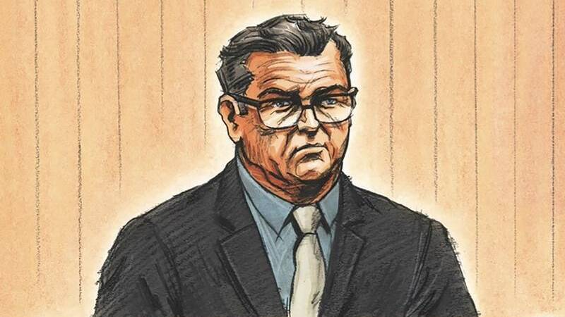 A court sketch of Greg Lynn giving evidence. Picture supplied