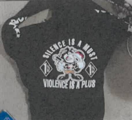 A Finks hoodie seized from Searby's home. Picture by Victoria Police 