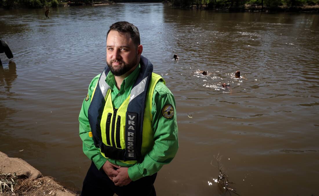 Albury and Border Rescue Squad Deputy Captain John Osmond at Noreuil Park on Tuesday. Captain Paul Marshall is urging people to take care after recent heavy rainfall. Picture by James Wiltshire