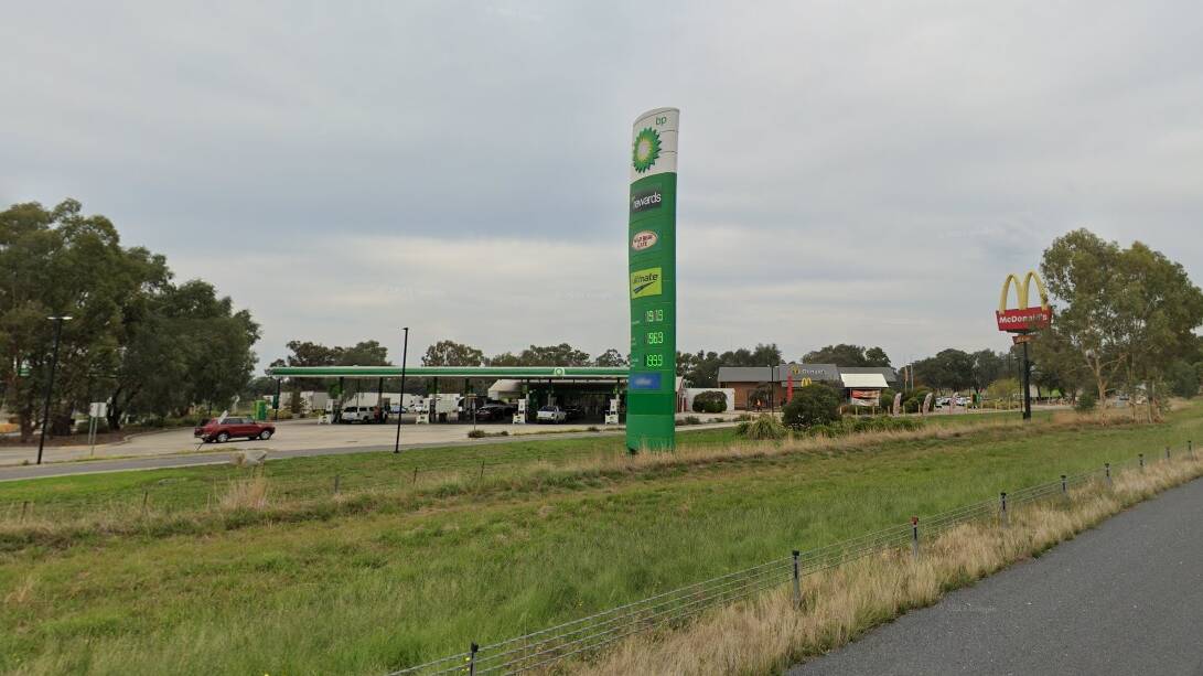 A dog had been running across lanes of the Hume Freeway near the Glenrowan McDonald's, leading to fears of a crash and delays to traffic. Picture by Google