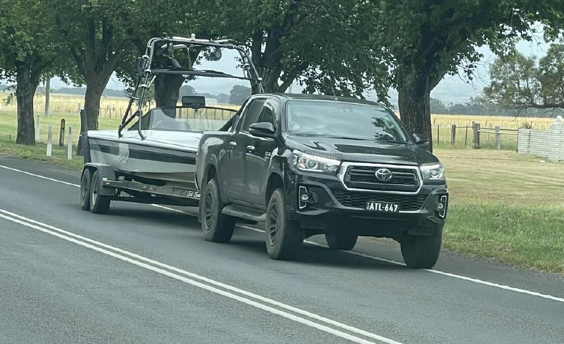 An image of the boat being towed towards Ballarat. 