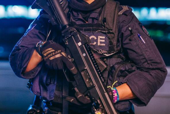 Heavily armed officers from the Critical Incident Response Team were involved in the Wangaratta arrests. Picture by Victoria Police