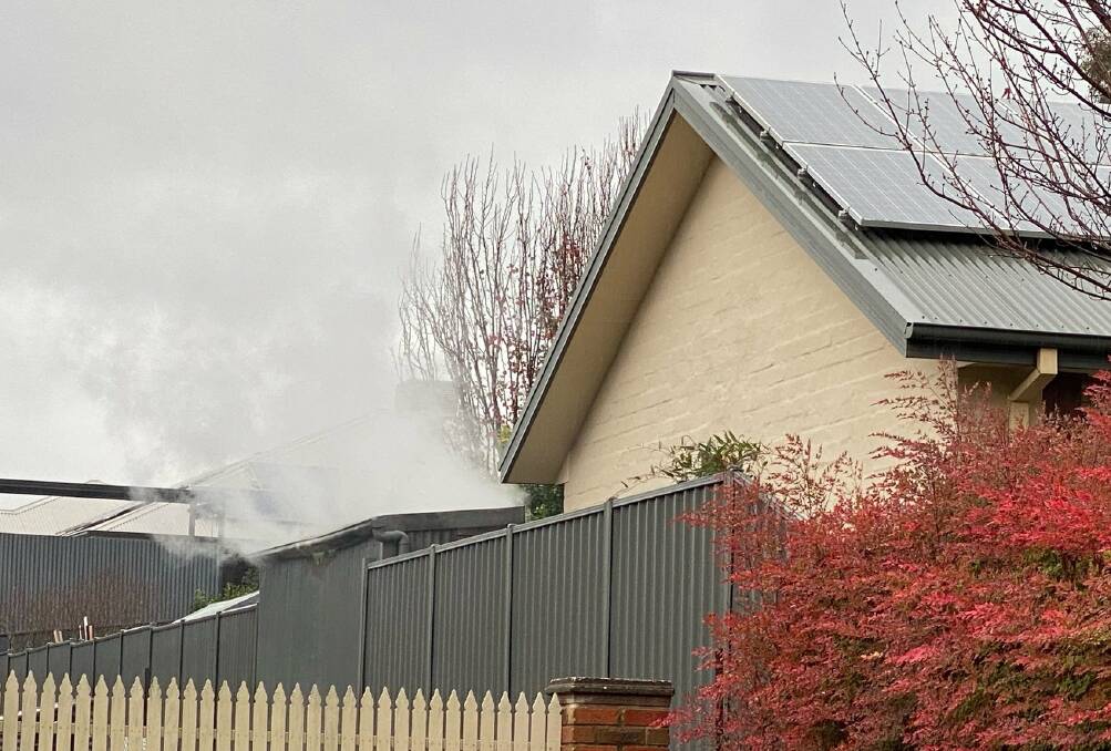 Fire crews also attended another small shed fire at a West Albury home on McLeod Court on Tuesday. Picture by Fire and Rescue NSW
