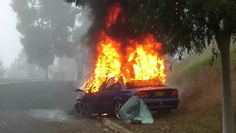 There have been a string of incident on the stretch of road, including this crash in 2017. Jarrod Goulding was pulled from this burning car. 