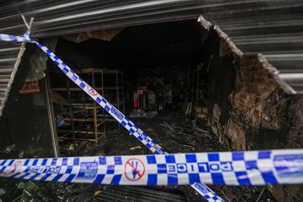 The aftermath of the Wodonga business fire in July. File photo