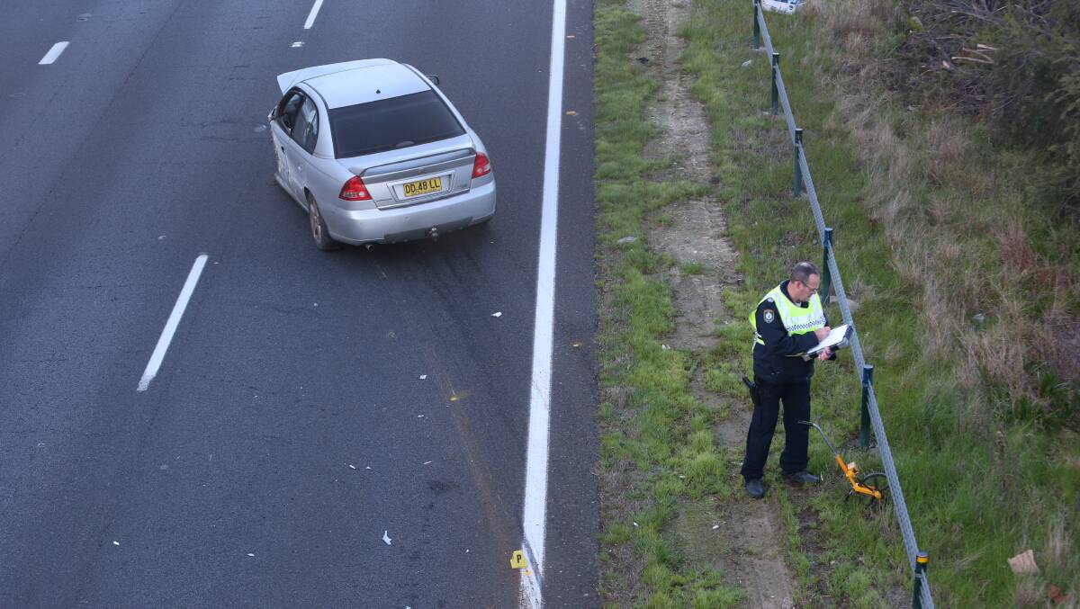 A serious collision has closed the southbound lane of the Hume Highway near central Albury. Pictures by Blair Thomson